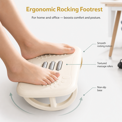 Repose-Pieds à Bascule pour Sous le Bureau – Repose-Jambes Ergonomique – Planche d’Équilibre – Tabouret Confortable pour Bureau, Maison et Étude – Plastique Durable – Assemblage Simple