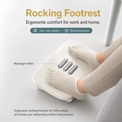 Repose-Pieds à Bascule pour Sous le Bureau – Repose-Jambes Ergonomique – Planche d’Équilibre – Tabouret Confortable pour Bureau, Maison et Étude – Plastique Durable – Assemblage Simple
