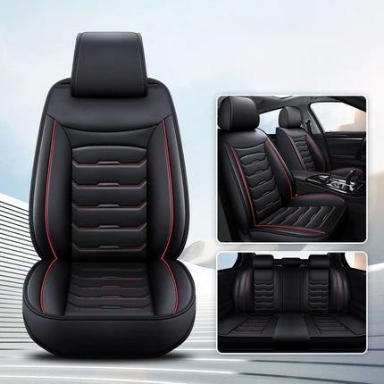 Housses de Siège de Voiture en Cuir Véritable 5 Places – Toutes Saisons – Universelles – Adaptées aux Voitures, SUV, Camions – Accessoires Intérieurs Automobiles Durables de Qualité Supérieure – Fibre Synthétique – Remplissage Coton