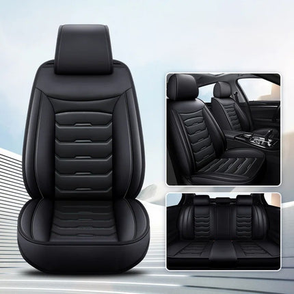 Housses de Siège de Voiture en Cuir Véritable 5 Places – Toutes Saisons – Universelles – Adaptées aux Voitures, SUV, Camions – Accessoires Intérieurs Automobiles Durables de Qualité Supérieure – Fibre Synthétique – Remplissage Coton