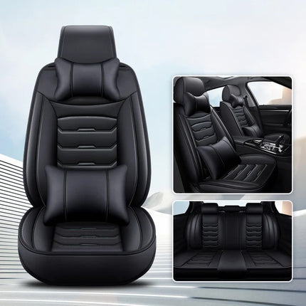 Housses de Siège de Voiture en Cuir Véritable 5 Places – Toutes Saisons – Universelles – Adaptées aux Voitures, SUV, Camions – Accessoires Intérieurs Automobiles Durables de Qualité Supérieure – Fibre Synthétique – Remplissage Coton